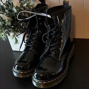 NWOT Dr. Martens Glossy Black Combat Boots